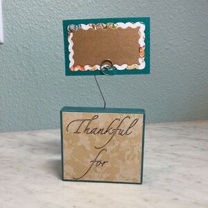 NEW Thankful For Sign Card Picture Holder Teal
